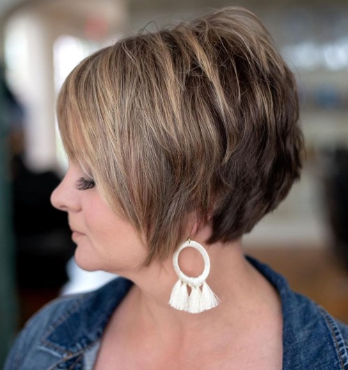 Wedge Cut with Blonde Highlights for over 50