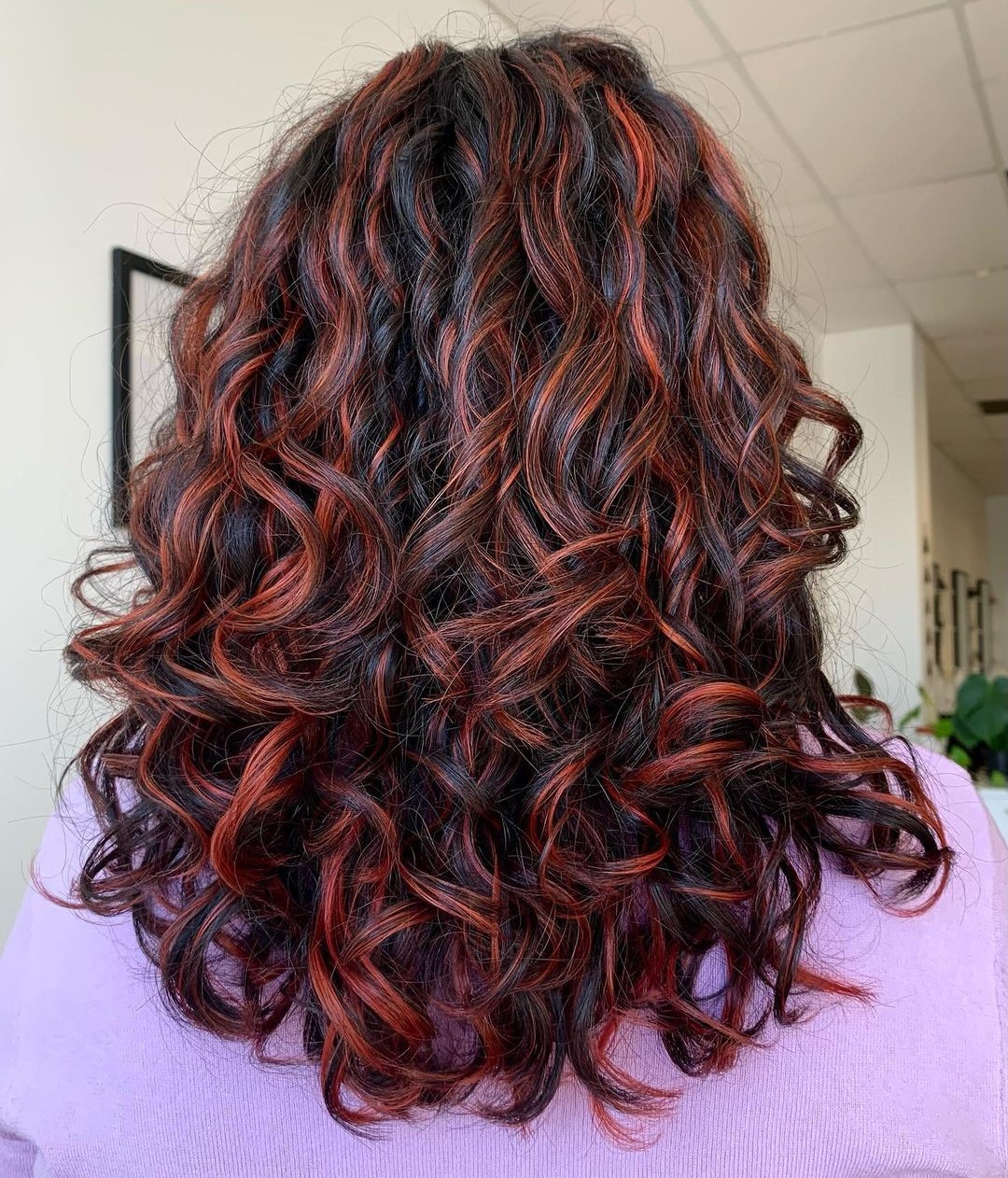Red Highlights on Red Brown Curly Hair