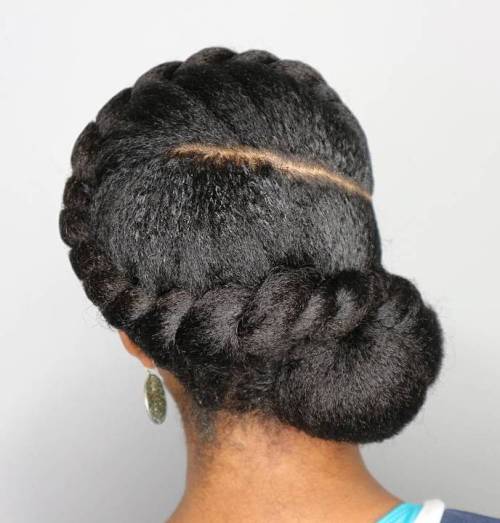 Natural Twisted Updo with Low Bun